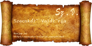 Szecskó Valéria névjegykártya