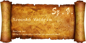 Szecskó Valéria névjegykártya